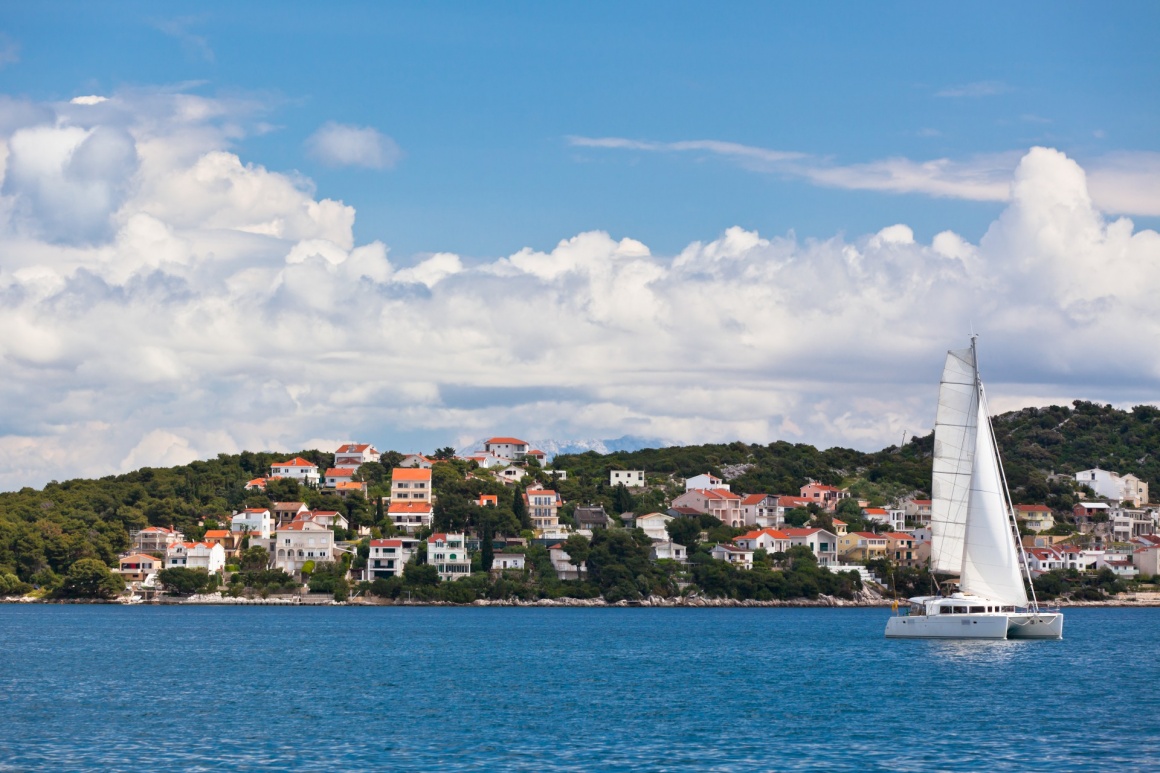 'Ciovo island, Trogir area, Croatia view from the sea. Horizontal view' - Split