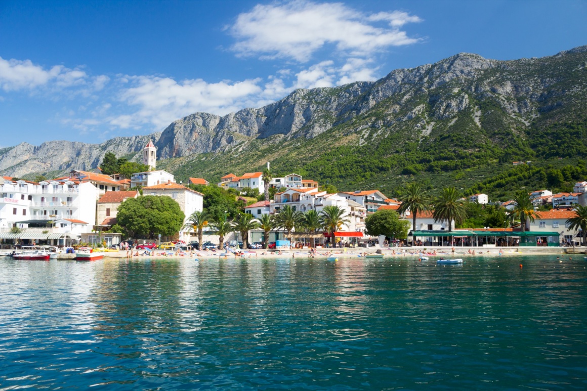 'Gorgeous view on beach and mountains behind in Gradac, Croatia' - Split